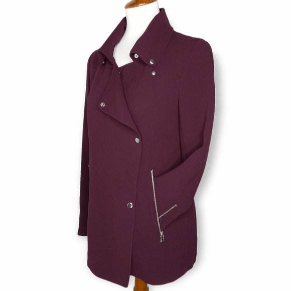 Aritzia Wilfred Moto Jacket Blazer Size XS Purple Eggplant Zippers Snap Closure - Picture 9 of 12